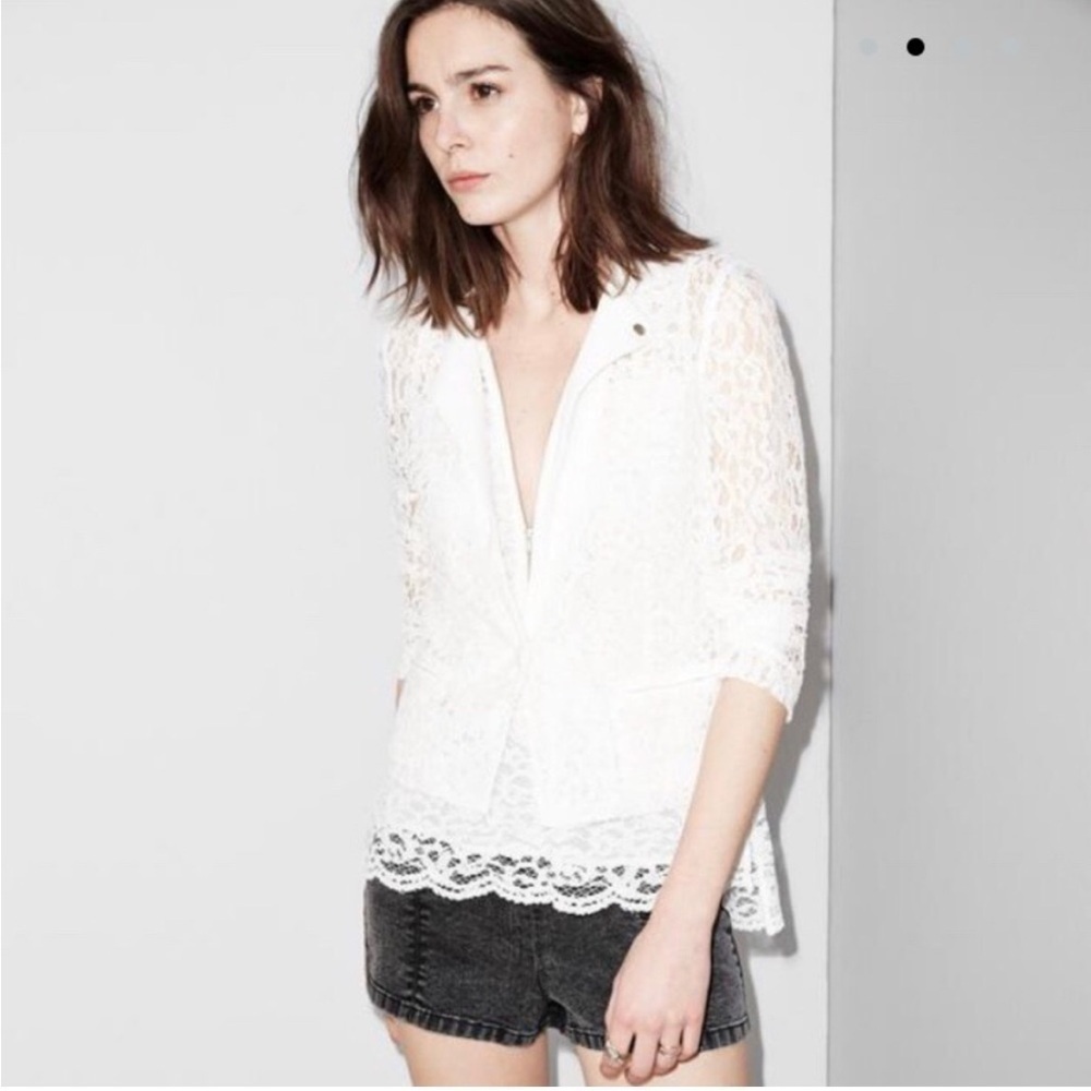NWT The Kooples Flower Lace and Crepe Jacket